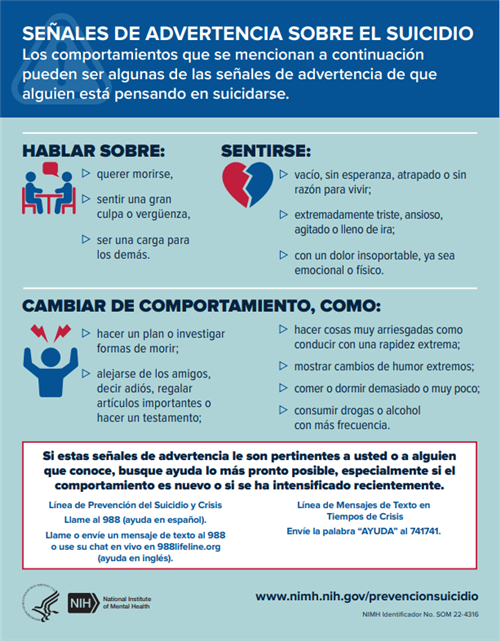 Senales de advertencia sobre el suicidio